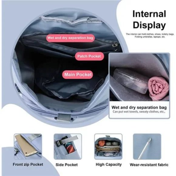 New Waterproof Fold Able and Expandable Weekender Bag NG-Blue - Picture 6 of 7